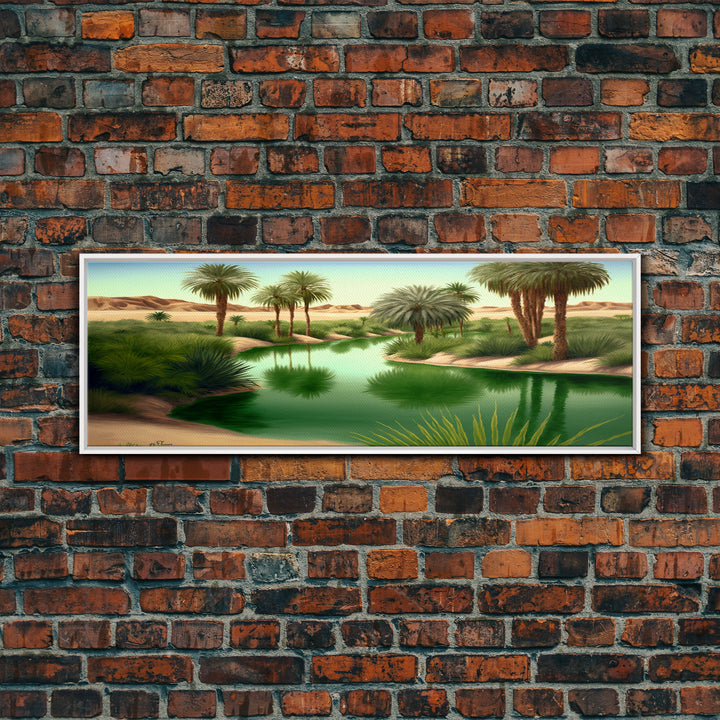 Desert Oasis Watercolor Landscape Canvas Print - Perfect for Living Room, Bedroom, Panoramic Extra Wide Format Art