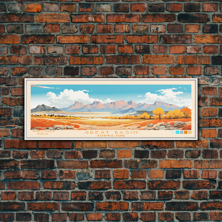 Great Basin National Park, Panoramic Nevada Travel Art, National Park Print, Minimalist Travel Art, Midcentury Modern Style Landscape