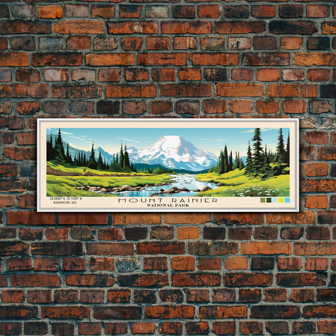 Mount Rainier National Park Panoramic Travel Art, National Park Print ...