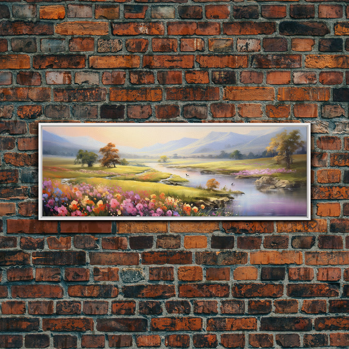 Panoramic Mountain and Forest Canvas Wall Art, Hill and Trees Canvas Wall Decor, Nature and Forest Decoration, Canvas Print Home Decor