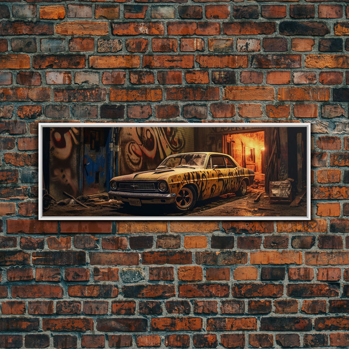 Graffiti Punk Wall Art, Street Art, Framed Canvas Print, Detroit Muscle, Limited Edition, High Quality Art, Game Room Art, Mancave