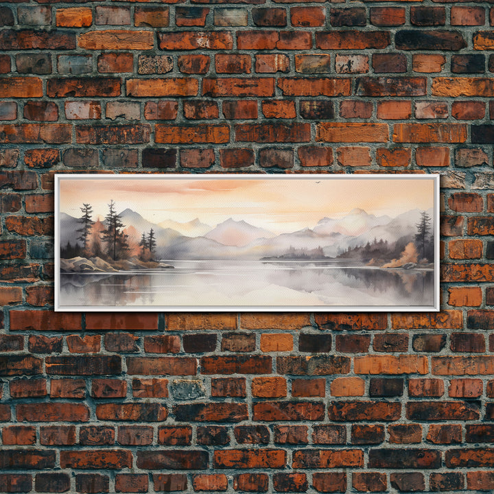 Fall Wall Art, Watercolor Landscape Painting Framed Canvas Print, Landscape Painting, Oil Painting, Vintage Landscap, Fall Landscape