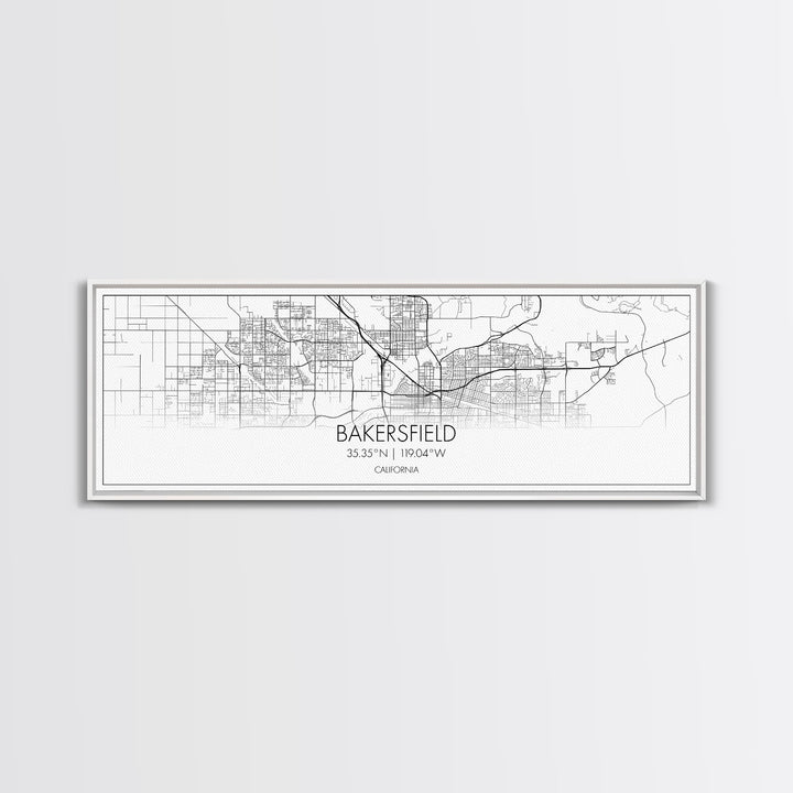 Panoramic Bakersfield City Map, California Art, Map Print, Minimalist Wall Art, Canvas Art, Housewarming Gift, Street Map Art, Closing Gift