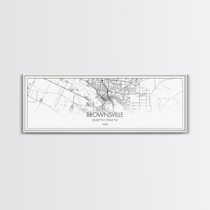 Panoramic Brownsville City Map, Texas Art, Map Print, Minimalist Wall Art, Canvas Art, Housewarming Gift, Street Map Art, Closing Gift