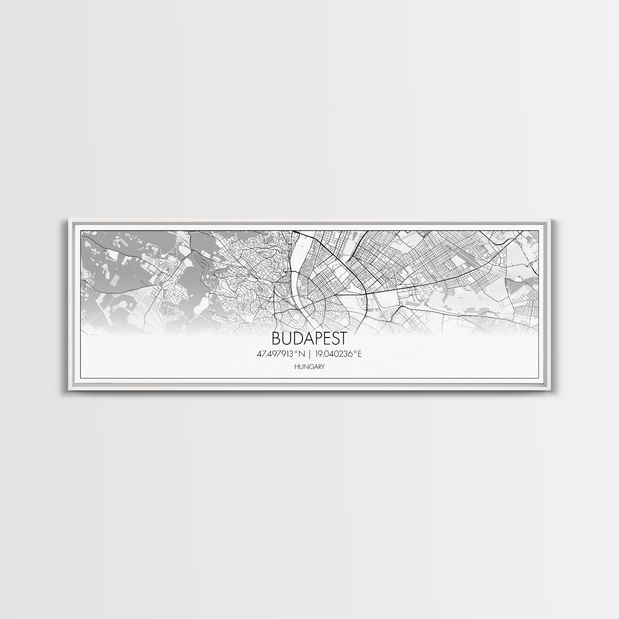 Panoramic Budapest  City Map, Hungary Art, Map Print, Minimalist Wall Art, Canvas Art, Housewarming Gift, Street Map Art, Closing Gift