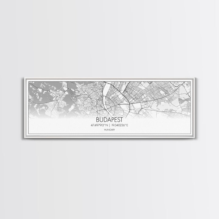 Panoramic Budapest  City Map, Hungary Art, Map Print, Minimalist Wall Art, Canvas Art, Housewarming Gift, Street Map Art, Closing Gift