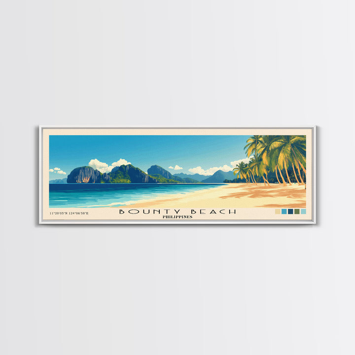 Bounty Beach, Philippines Panoramic Beach Print, Vacation Gift, Philippines Wall Art, Beach Painting, Beach Decor, Beach Painting