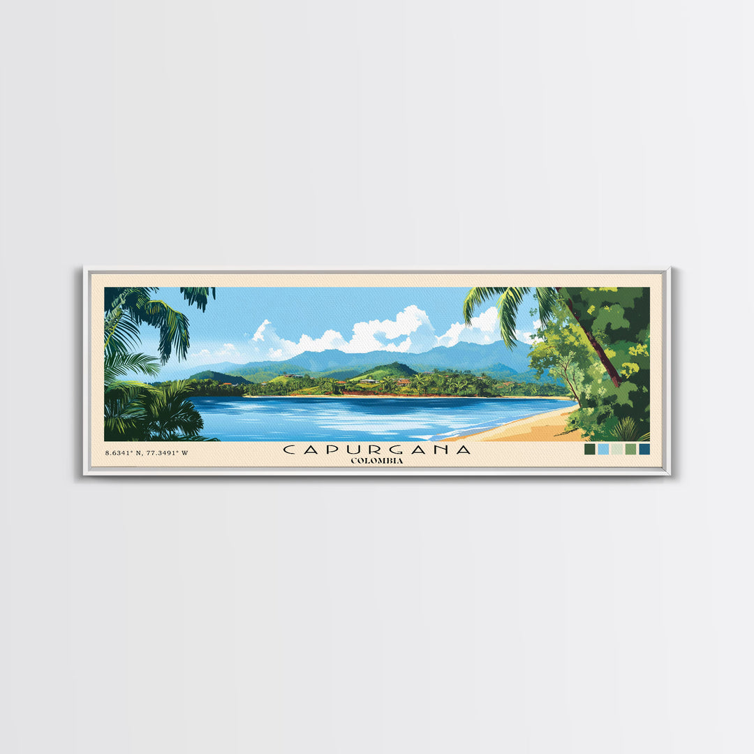 Capurgana, Colombia Panoramic Beach Print, Vacation Gift, Colombia Wall Art, Beach Painting, Beach Decor, Beach Painting