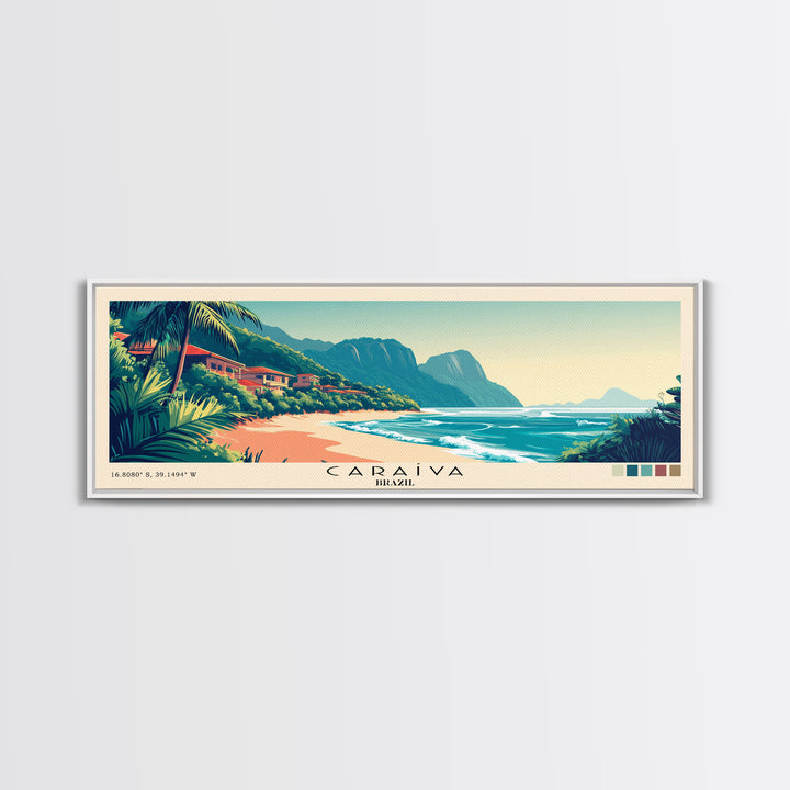 Caraíva, Brazil Panoramic Print, Vacation Gift, Brazil Wall Art, Beach Painting, Beach Decor, Large Wall Art, Wood Frame Art
