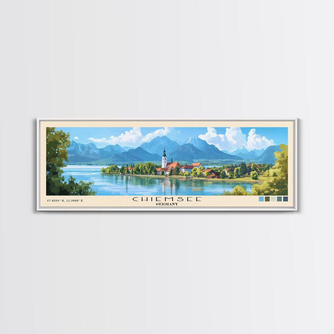 Chiemsee, Germany Panoramic Print, Vacation Gift, Germany Wall Art, Beach Painting, Beach Decor, Beach Or Lakehouse Art