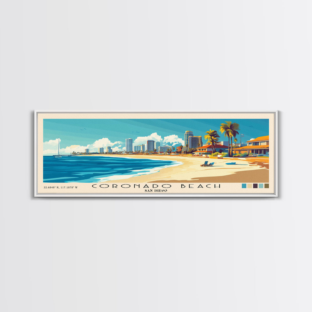 Coronado Beach, San Diego Panoramic Print, Vacation Gift, San Diego Wall Art, Vacation Wall Art, Vacatation Memories, Beach Decor, Beach Or Lakehouse Art