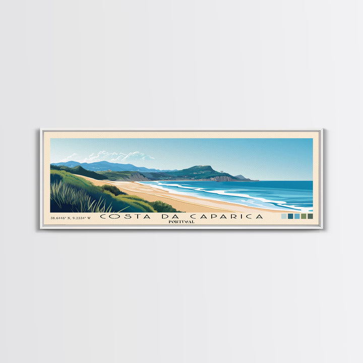 Costa da Caparica, Portugal Panoramic Print, Vacation Gift, Portugal Wall Art, Vacation Wall Art, Vacatation Memories, Beach Decor, Beach Or Lakehouse Art