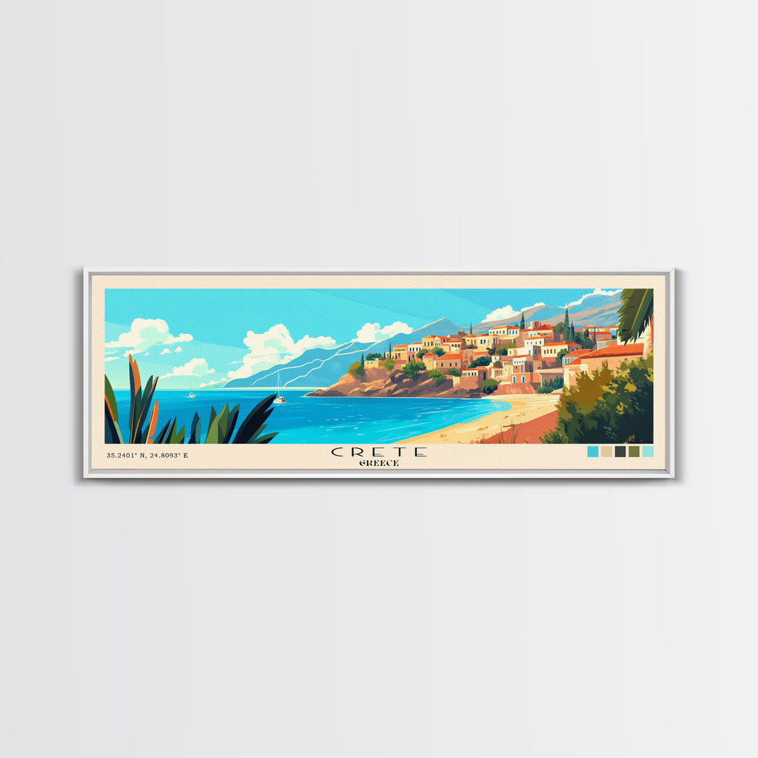 Crete, Greece Panoramic Print, Vacation Gift, Greece Wall Art, Vacation Wall Art, Vacatation Memories, Beach Decor, Beach Or Lakehouse Art