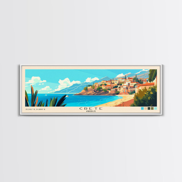 Crete, Greece Panoramic Print, Vacation Gift, Greece Wall Art, Vacation Wall Art, Vacatation Memories, Beach Decor, Beach Or Lakehouse Art