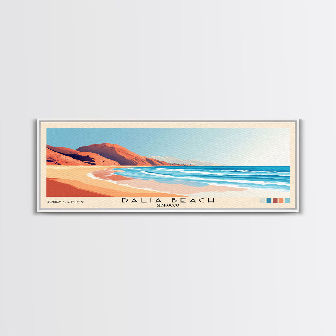 Dalia Beach, Morocco Panoramic Beach Print, Vacation Gift, Morocco Wall Art, Beach Painting, Beach Decor, Beach Painting