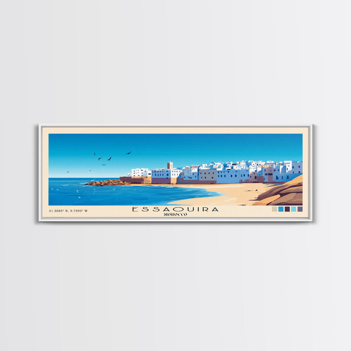Essaouira, Morocco Panoramic Print, Vacation Gift, Morocco Wall Art, Beach Painting, Beach Decor, Beach Or Lakehouse Art