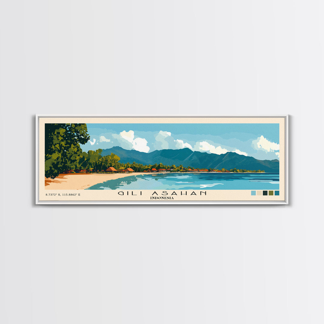 Gili Asahan, Indonesia Panoramic Print, Vacation Gift, Indonesia Wall Art, Vacation Wall Art, Vacatation Memories, Beach Decor, Beach Or Lakehouse Art