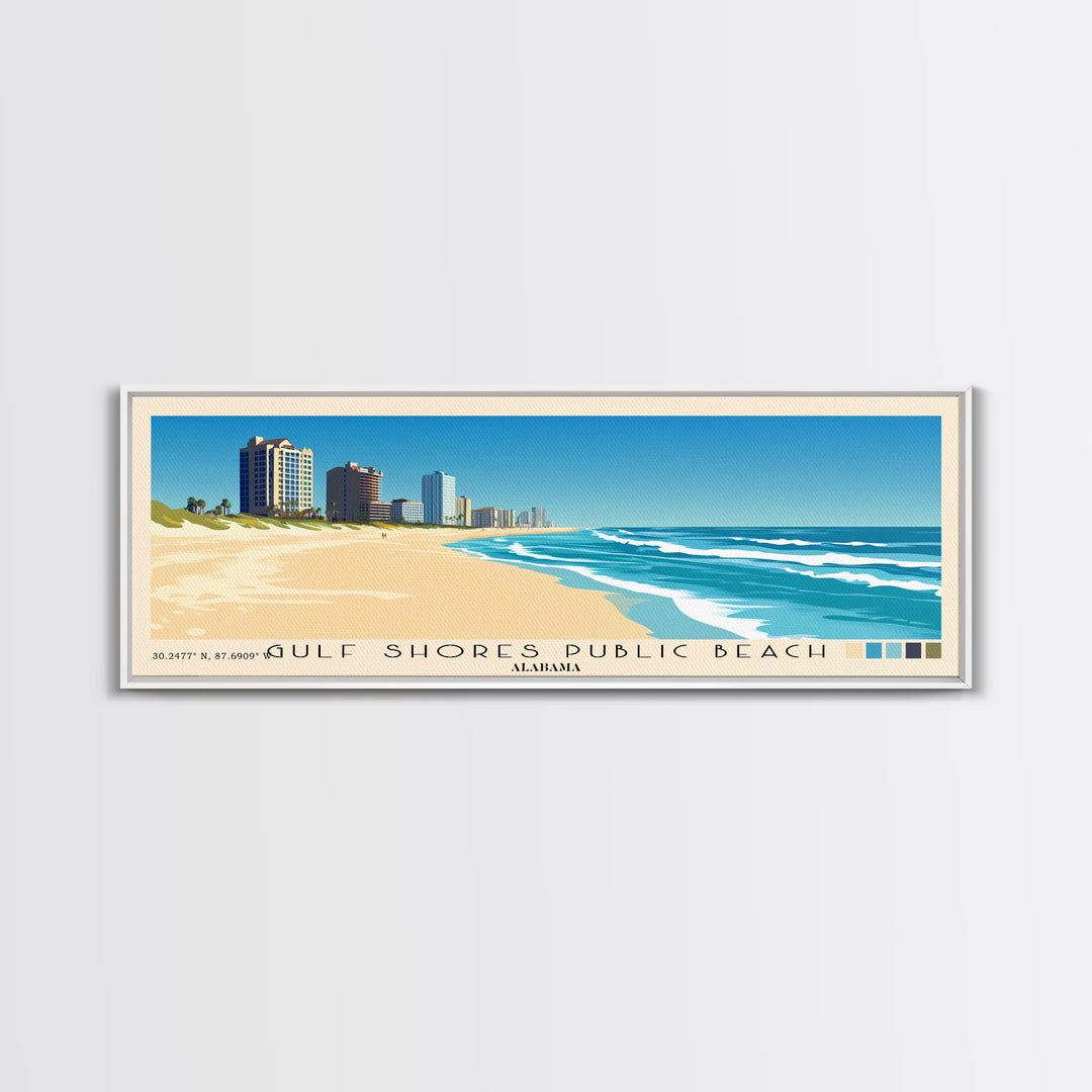 Gulf Shores Public Beach, Alabama Panoramic Beach Print, Vacation Gift, Alabama Wall Art, Beach Painting, Beach Decor, Beach Painting