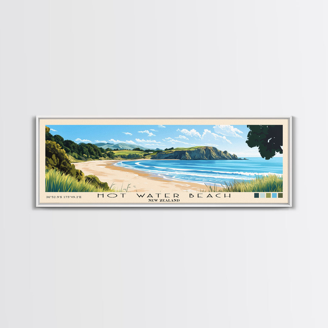 Hot Water Beach, New Zealand Panoramic Print, Vacation Gift, New Zealand Wall Art, Vacation Wall Art, Vacatation Memories, Beach Decor, Beach Or Lakehouse Art