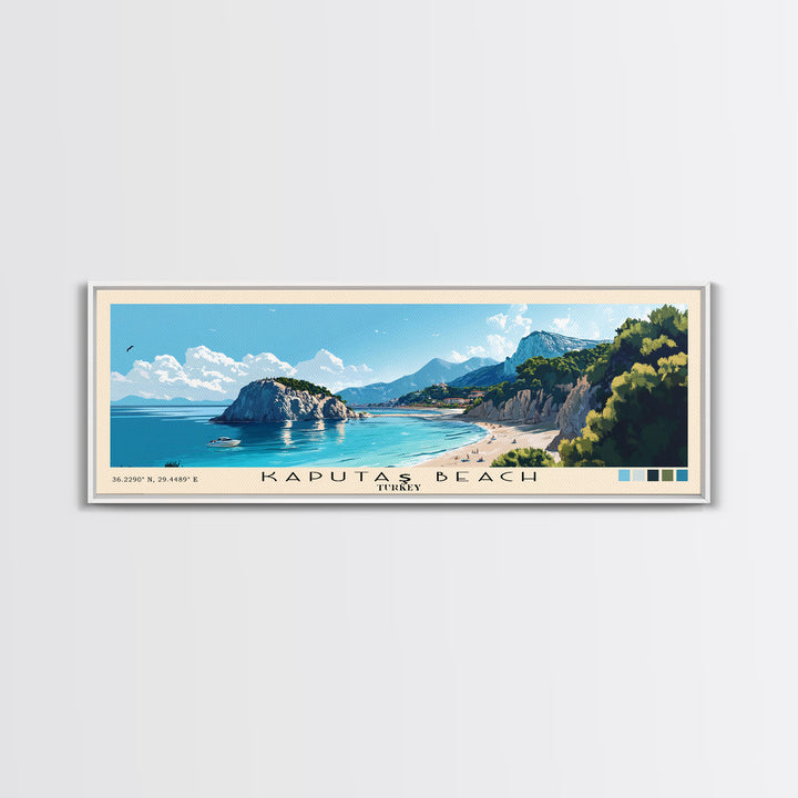 Kaputaş Beach, Turkey Panoramic Print, Vacation Gift, Turkey Wall Art, Beach Painting, Beach Decor, Beach Or Lakehouse Art