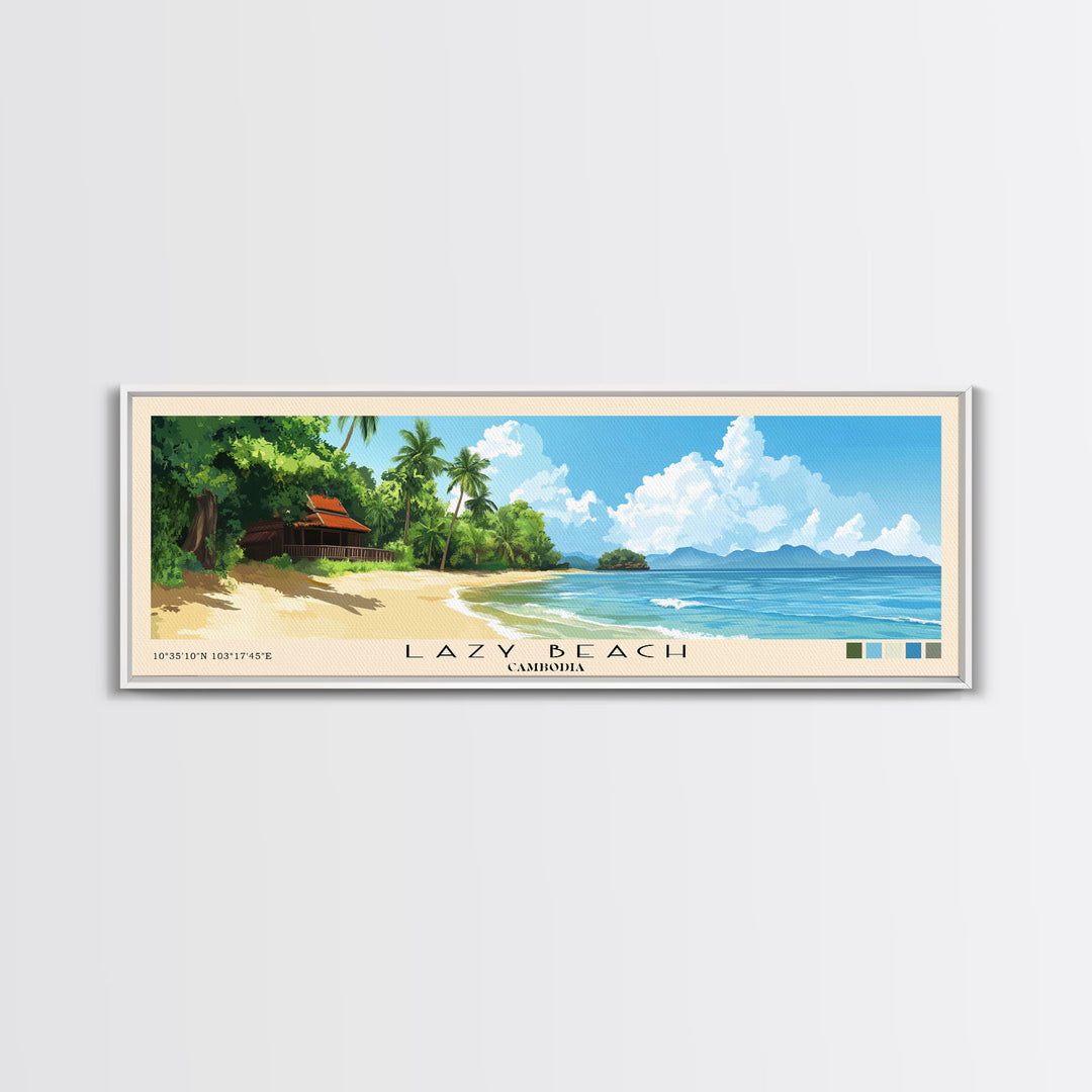 Lazy Beach, Cambodia Panoramic Print, Vacation Gift, Cambodia Wall Art, Vacation Wall Art, Vacatation Memories, Beach Decor, Beach Or Lakehouse Art