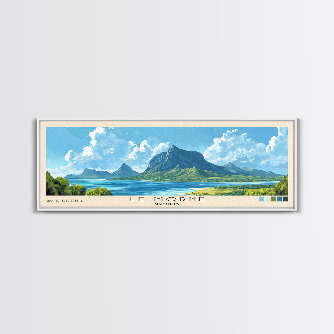 Le Morne, Mauritius Panoramic Print, Vacation Gift, Mauritius Wall Art, Beach Painting, Beach Decor, Beach Or Lakehouse Art