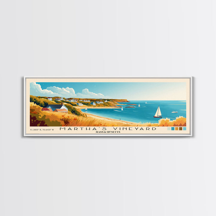 Martha’s Vineyard, Massachusetts Panoramic Beach Print, Vacation Gift, Massachusetts Wall Art, Beach Painting, Beach Decor, Beach Painting
