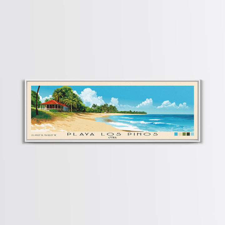 Playa Los Pinos, Cuba Panoramic Print, Vacation Gift, Cuba Wall Art, Beach Painting, Beach Decor, Beach Or Lakehouse Art