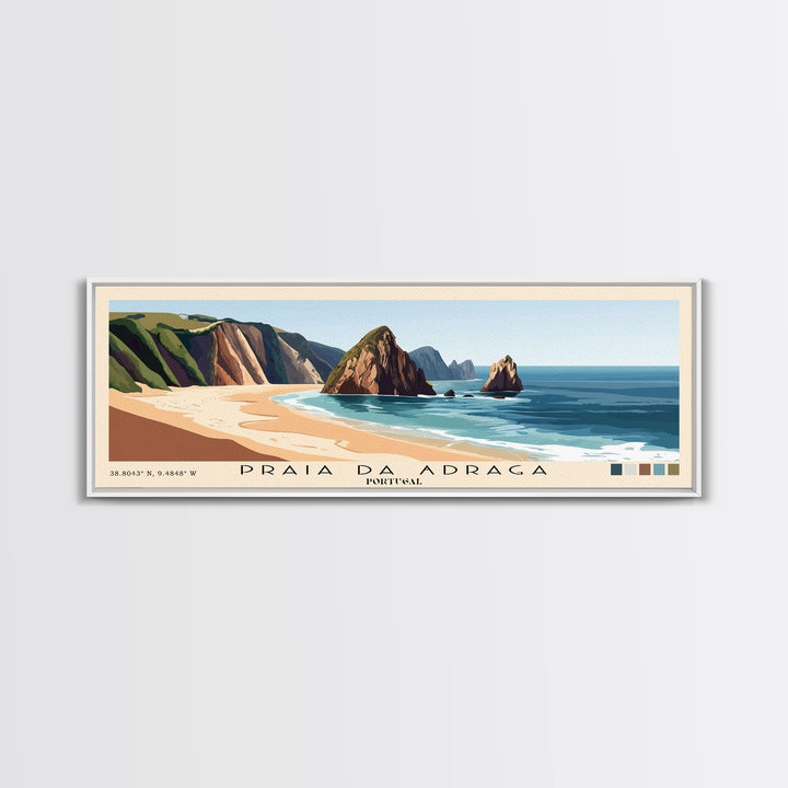Praia da Adraga, Portugal Panoramic Print, Vacation Gift, Portugal Wall Art, Beach Painting, Beach Decor, Beach Or Lakehouse Art