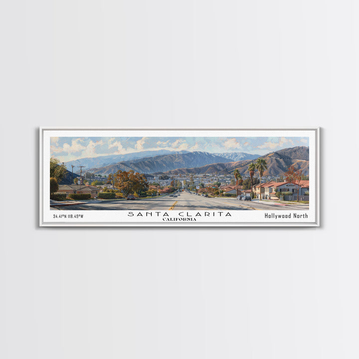 Santa Clarita California Travel Poster, Framed Canvas Print, Wall Art, Home Decor, Travel Print, Living Room Art, Artistic Gift