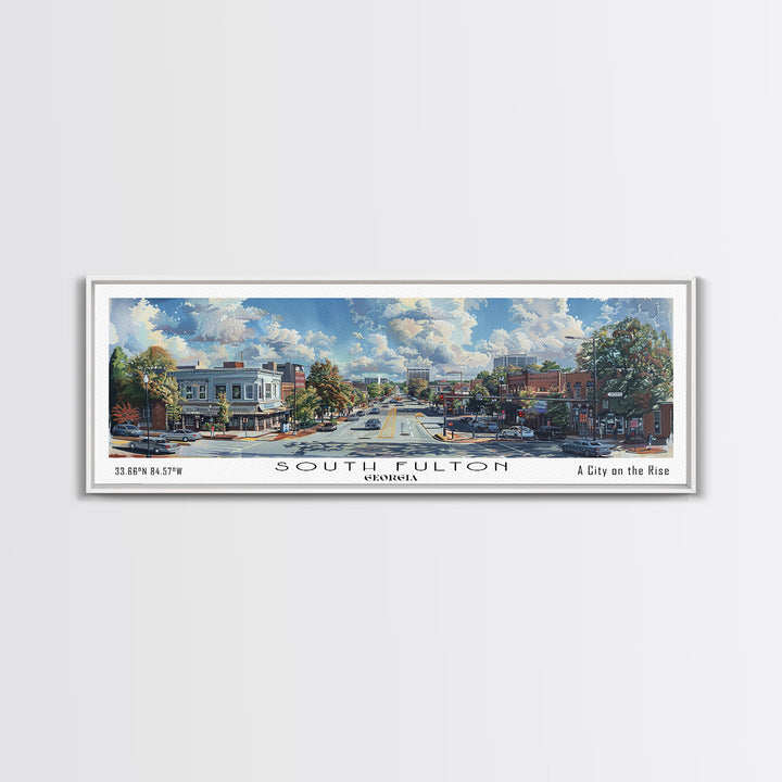 South Fulton Georgia Travel Poster, Framed Canvas Print, Wall Art, Home Decor, Office Art, Living Room Art, Travel Gift, Vintage Style