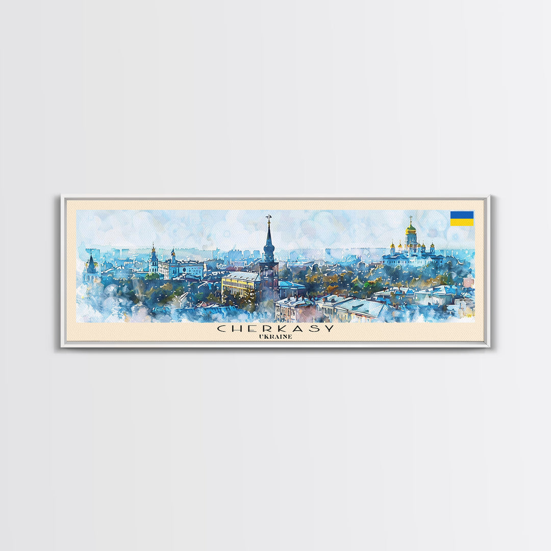 Cherkasy Ukraine Travel Art, City Art, Framed Canvas Print or Metal Wall Art, Europe Travel Poster, Panoramic Wall Art, Extra Wide Wall Art