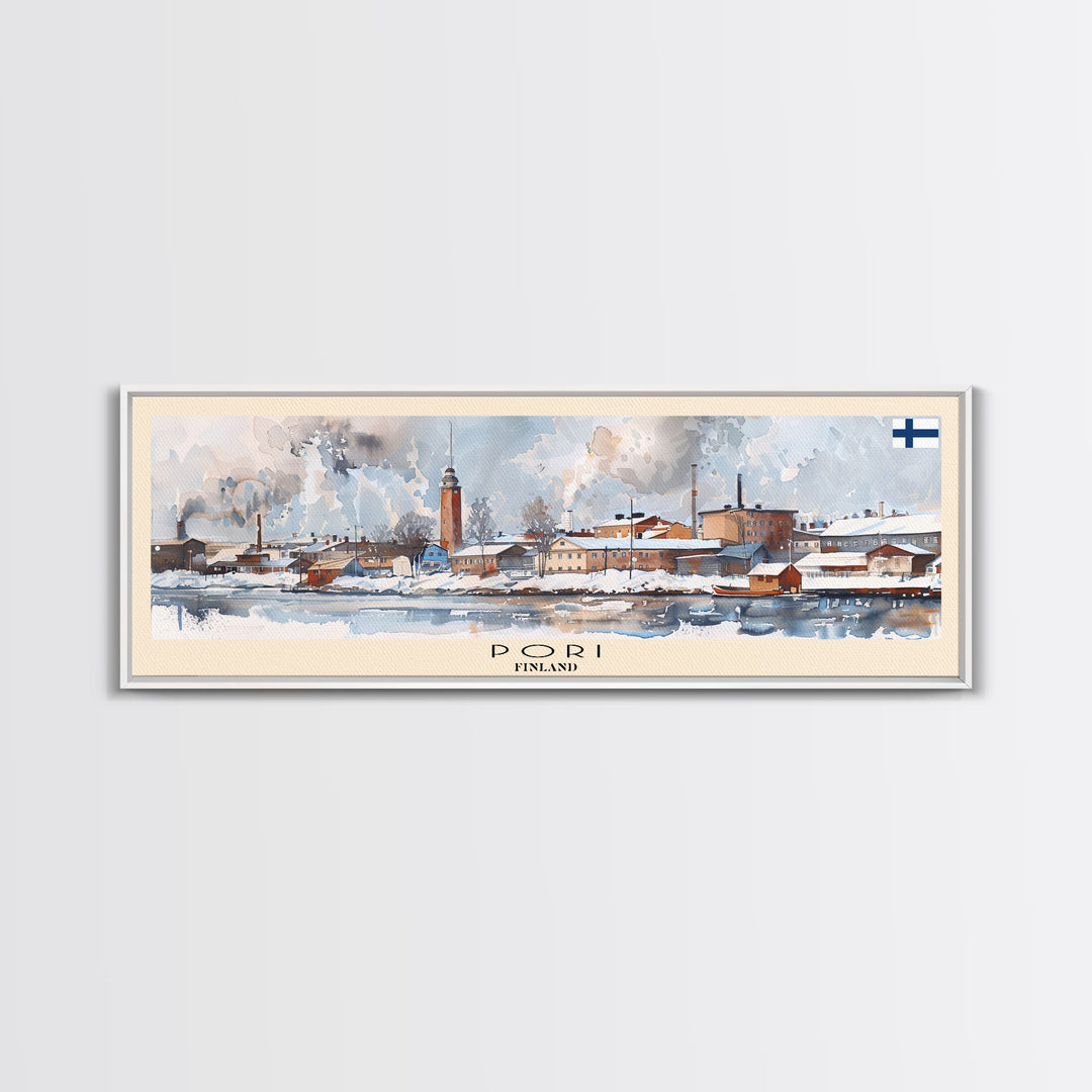 Pori Finland Travel Art, City Art, Framed Canvas Print or Metal Wall Art, Europe Travel Poster, Panoramic Wall Art, Extra Wide Wall Art