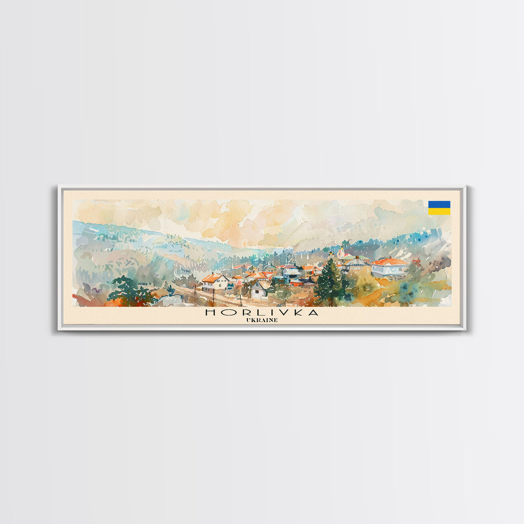 Horlivka Ukraine Wall Art, Panoramic Travel Poster, Panoramic Framed Canvas Print, City Wall Art, Wall Hanging Home Decor, Travel Art