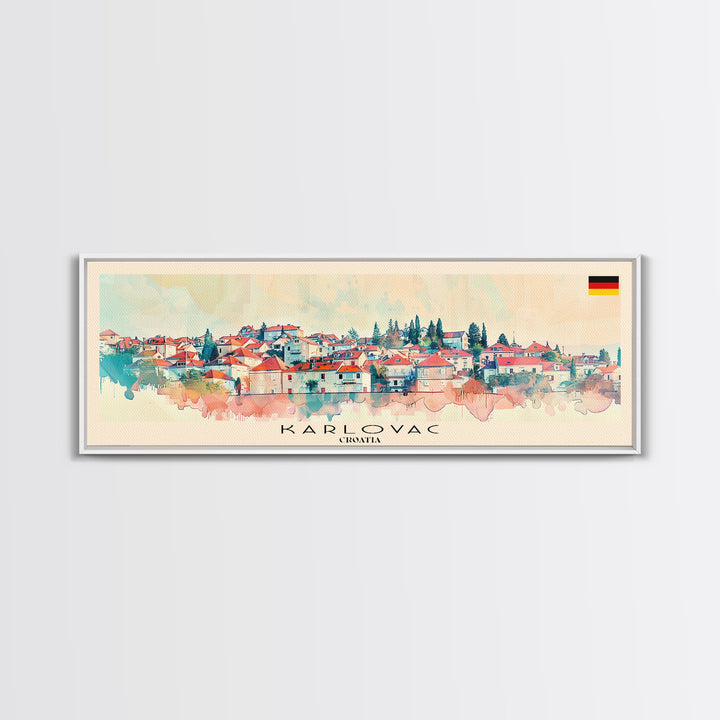 Karlovac Croatia Travel Art, City Art, Framed Canvas Print or Metal Wall Art, Europe Travel Poster, Panoramic Wall Art, Extra Wide Wall Art