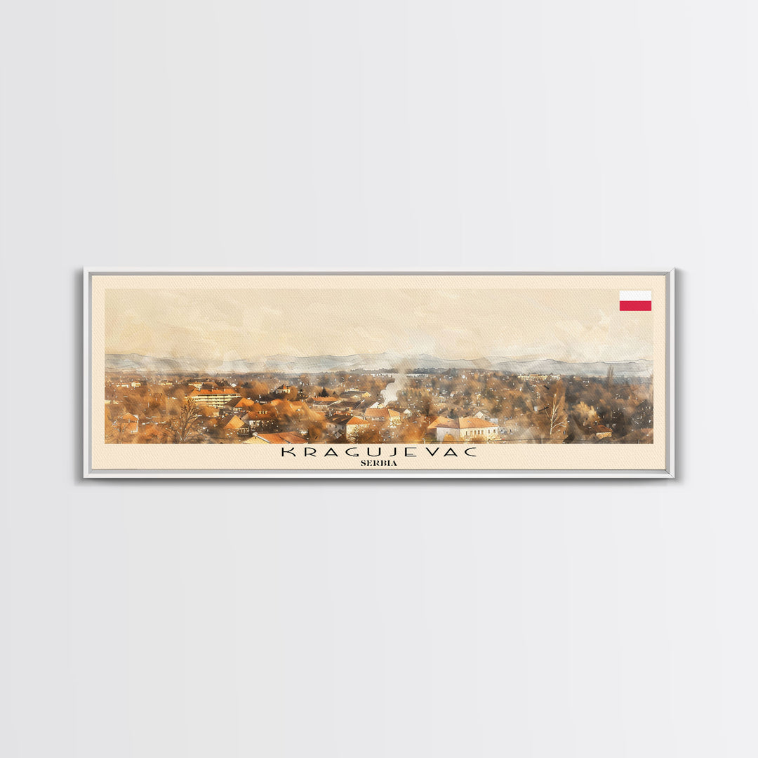 Kragujevac Serbia Travel Print Wall Art, Panoramic City Art, Travel Art, Wall Decor, Vacation Gift, Framed Canvas Print Or Metal Art