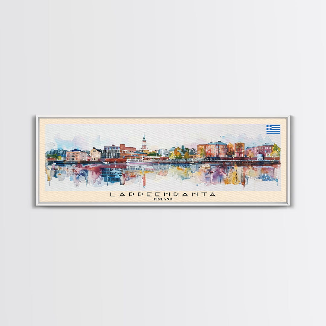 Lappeenranta Finland Panoramic Travel Poster, Framed Canvas Print or Metal Wall Art, Travel Art, Home Decor, Panoramic Painting, Midcentury Art