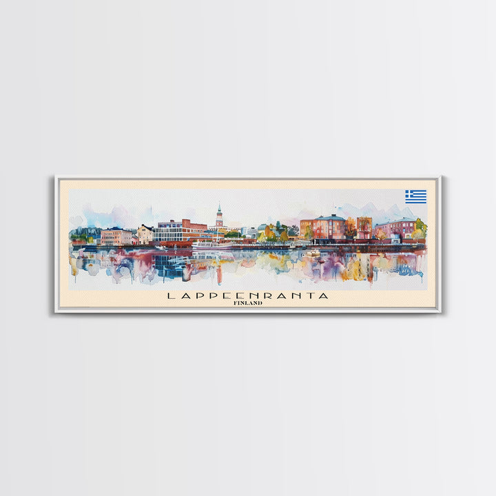 Lappeenranta Finland Panoramic Travel Poster, Framed Canvas Print or Metal Wall Art, Travel Art, Home Decor, Panoramic Painting, Midcentury Art