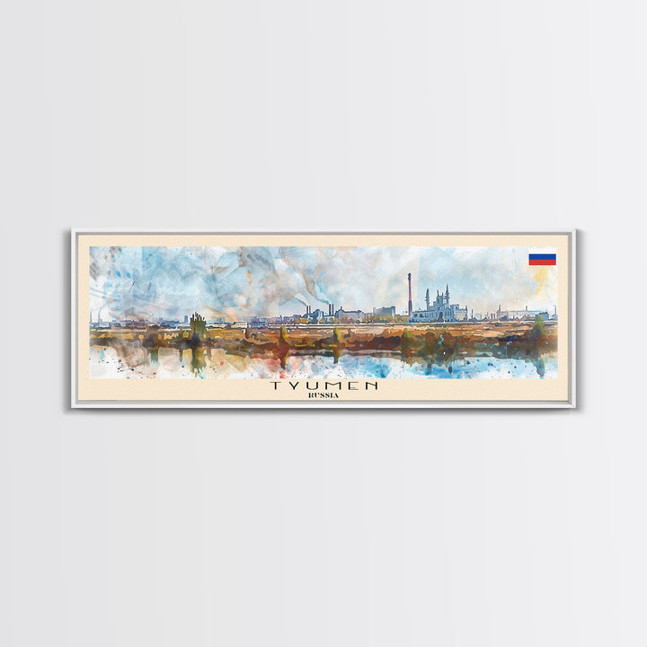 Tyumen Russia Panoramic Travel Poster, Framed Canvas Print or Metal Wall Art, Travel Art, Home Decor, Panoramic Painting, Midcentury Art