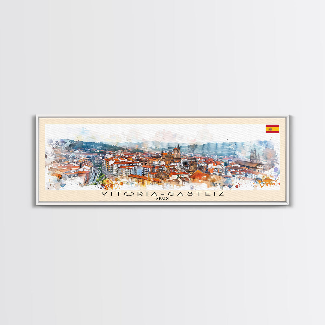 Vitoria Gasteiz Spain Travel Art, City Art, Framed Canvas Print or Metal Wall Art, Europe Travel Poster, Panoramic Wall Art, Extra Wide Wall Art