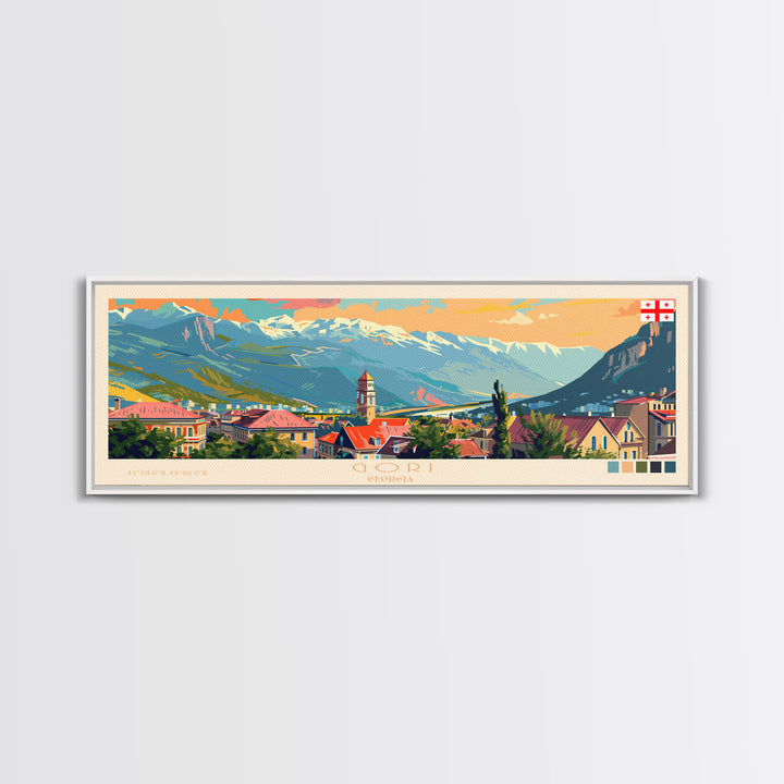 Gori Georgia Travel Print Wall Art, Panoramic City Art, Travel Art, Wall Decor, Vacation Gift, Framed Canvas Print Or Metal Art