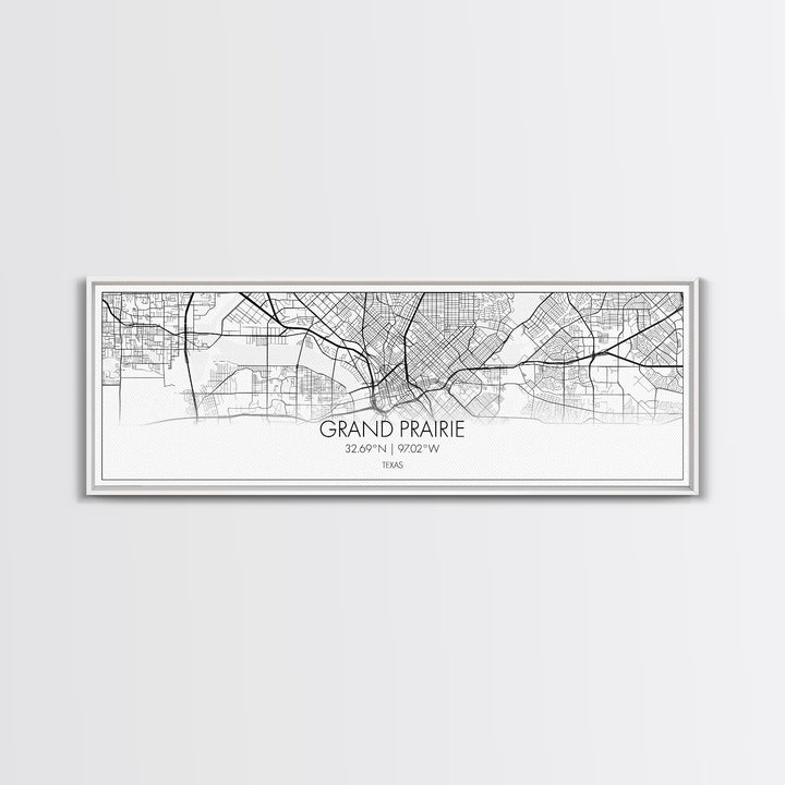 Panoramic Grand Prairie City Map, Texas Art, Map Print, Minimalist Wall Art, Canvas Art, Housewarming Gift, Street Map Art, Closing Gift