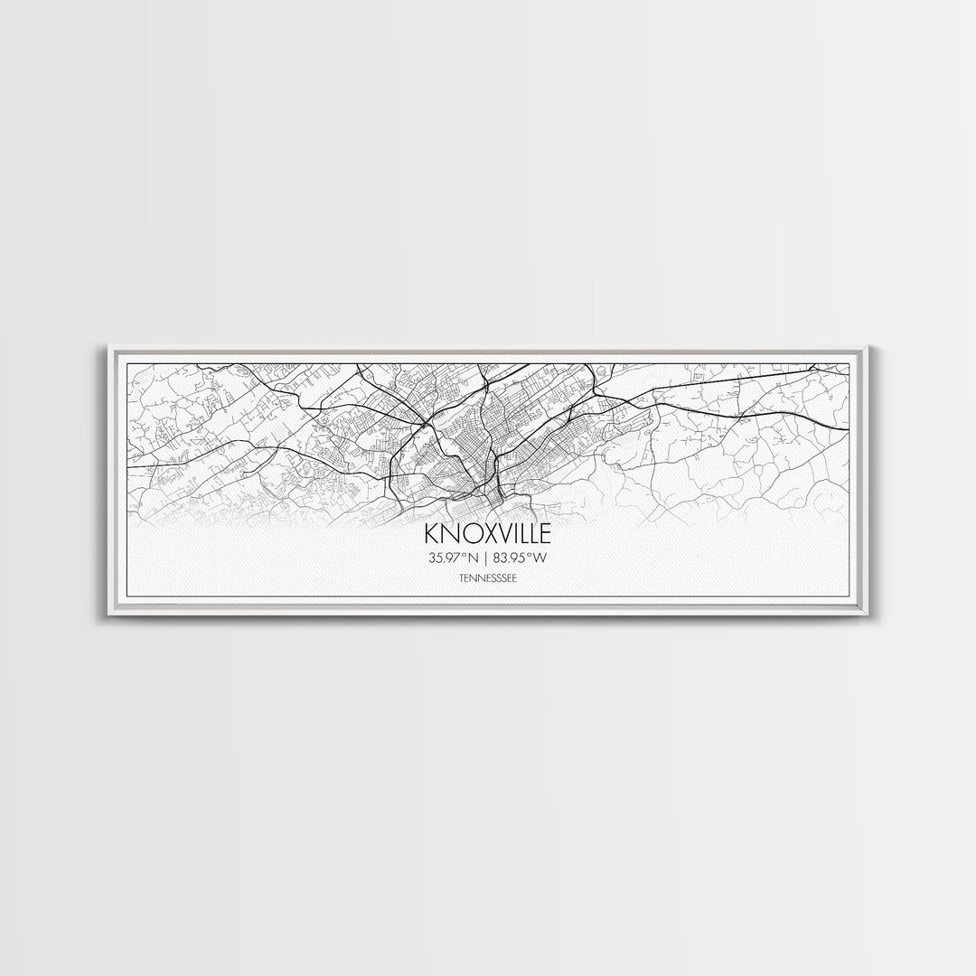Panoramic Knoxville City Map, Tennessee Art, Map Print, Minimalist Wall Art, Canvas Art, Housewarming Gift, Street Map Art, Closing Gift