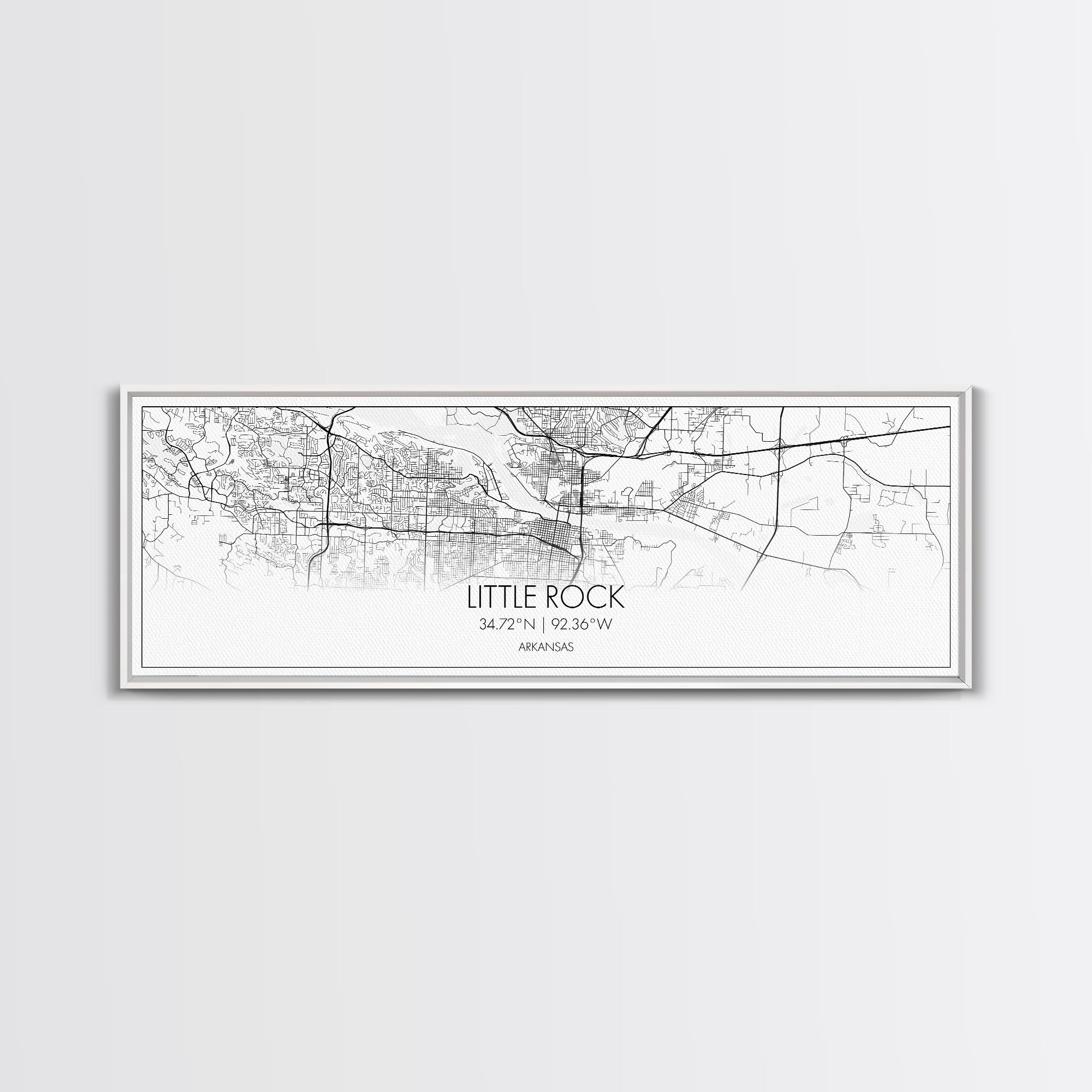 Panoramic Little Rock City Map, Arkansas Art, Map Print, Minimalist Wall Art, Canvas Art, Housewarming Gift, Street Map Art, Closing Gift