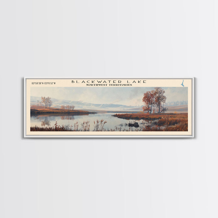 Blackwater Lake Framed Canvas Print, Lake House Decor, Panoramic Scenic View, Travel Poster, Minimalist Art, Lake Painting