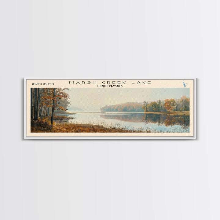 Mono Lake Framed Canvas Print, Lake House Decor, Panoramic Wall Art, Travel Poster, Landscape Painting, Modern Art
