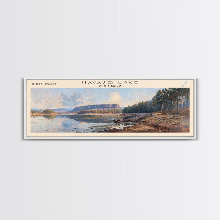 Odell Lake Oregon Framed Canvas Print, Lake House Decor, Panoramic Wall Art, Travel Poster, Landscape Painting, Modern Art