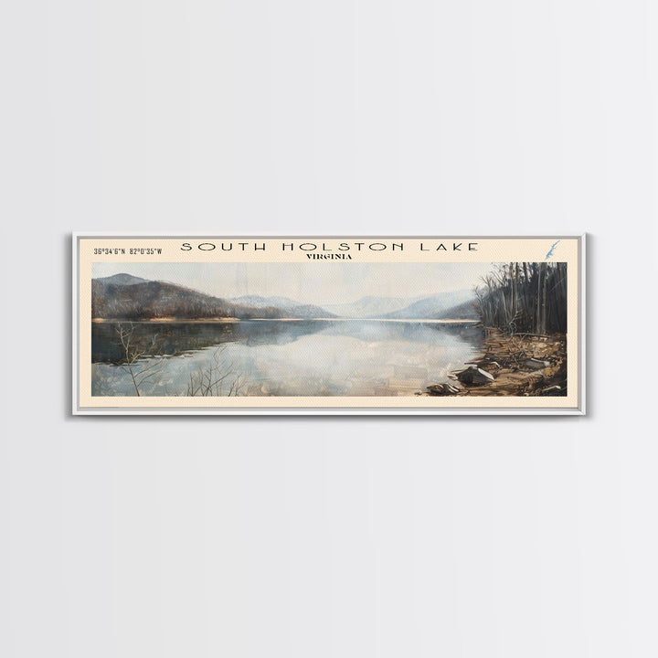 Swan Lake Panoramic Wall Art, Framed Canvas Print, Lake House Decor, Travel Poster, Scenic Lake Painting, Living Room Decor