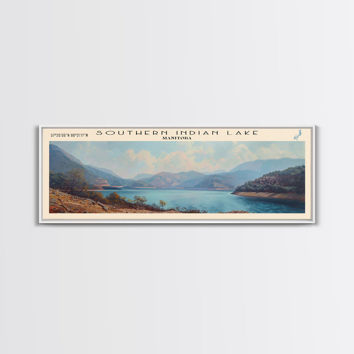 Summit Lake West Virginia Panoramic Wall Art, Framed Canvas Print, Lake House Decor, Travel Poster, Tranquil Landscape, Bedroom Decor