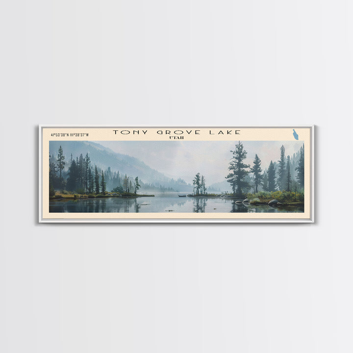 Tutna Lake Panoramic Wall Art, Framed Canvas Print, Lake House Decor, Travel Poster, Beautiful Lake Scene, Bedroom Decor